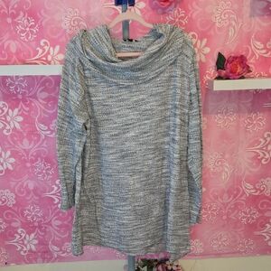 Lane Bryant Heathered Gray Cowl Neck Sweater